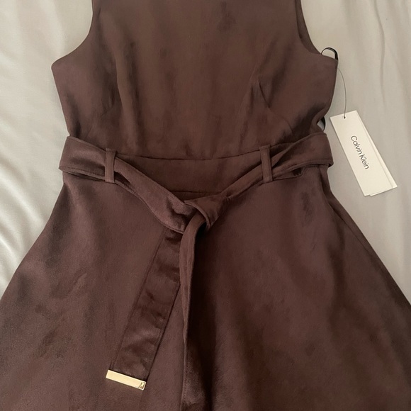 Brand New Calvin Klein Women's Slvless Chocolate Suede Aline Dress - Picture 11 of 15